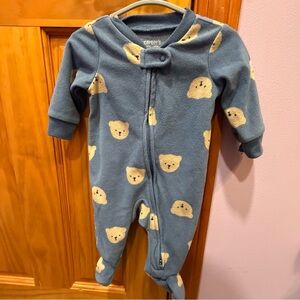 Carter's Cozy Blue Footed Onesie with Bear Design